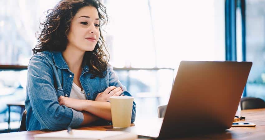Woman on health and wellbeing webinar