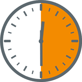 Clock graphic showing 30 minutes
