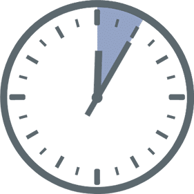 5 minutes clock Clock graphic showing 5 minutes