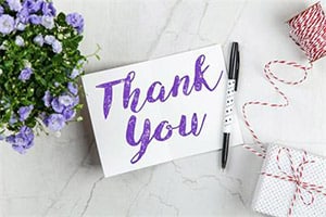 A card saying Thank You