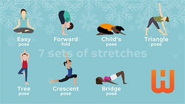 Seven stretches Graphic showing 7 yoga poses