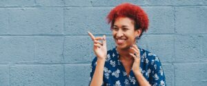 Woman looking happy