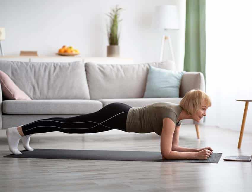 woman holding a plank position