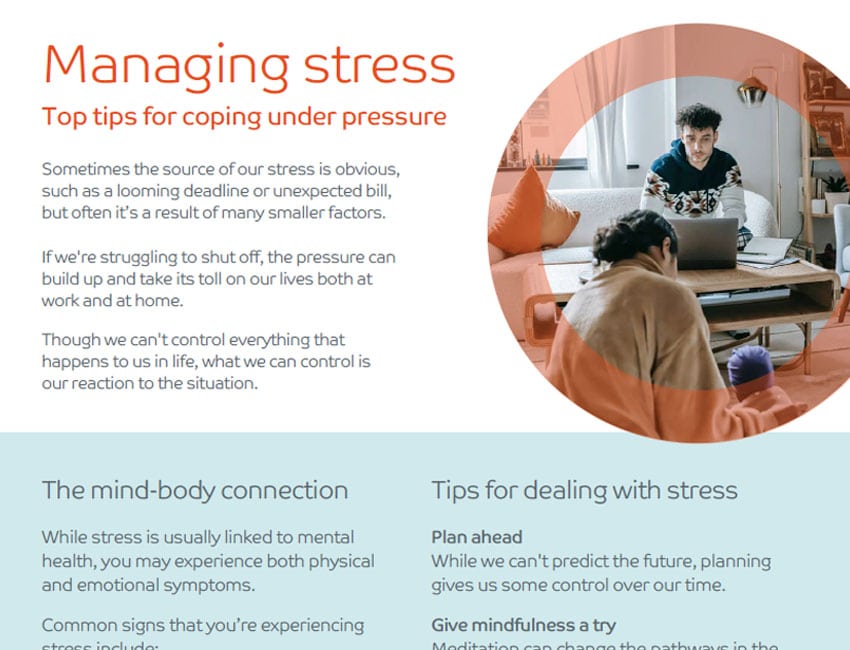 Managing stress for employees poster