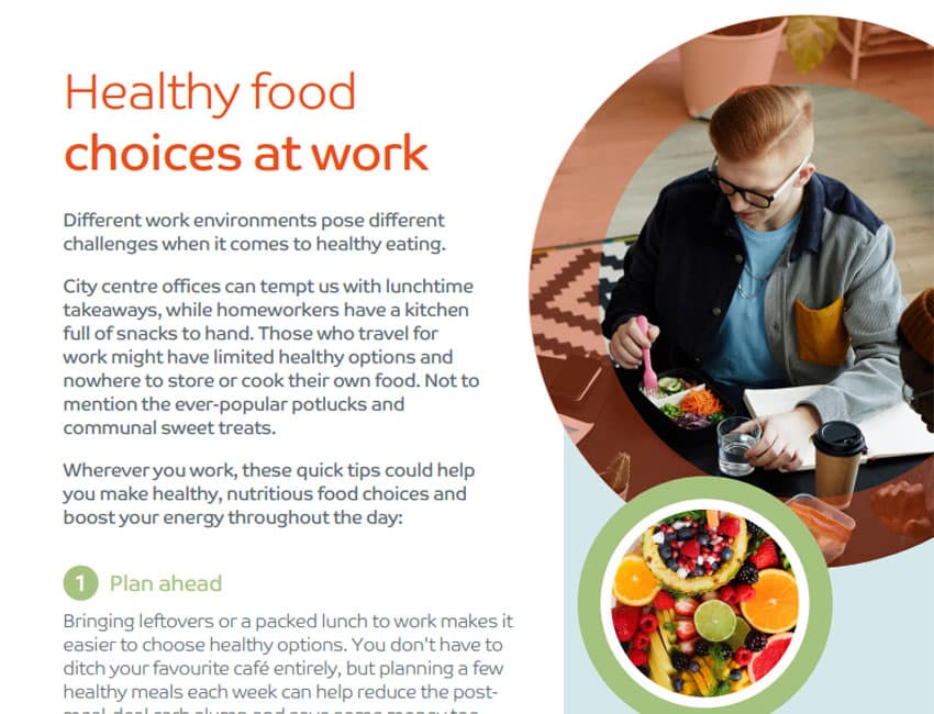 Healthy food choices at work pdf