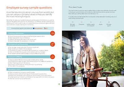 Workplace wellbeing strategy workbook employee survey sample questions