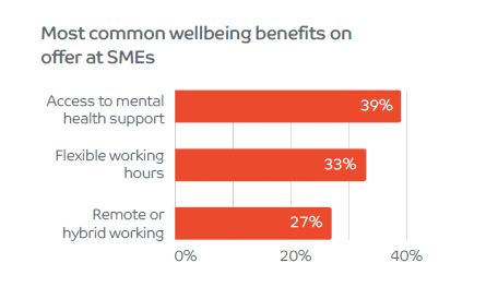 Most common wellbeing benefits on offer at SMEs
