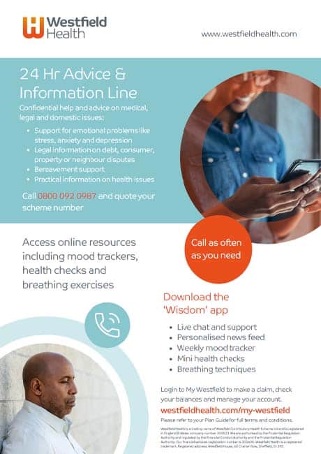 24 Hour Advice & Information Line (without structured counselling) poster