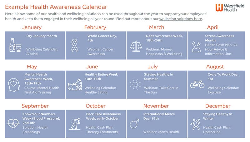 Example health awareness calendar