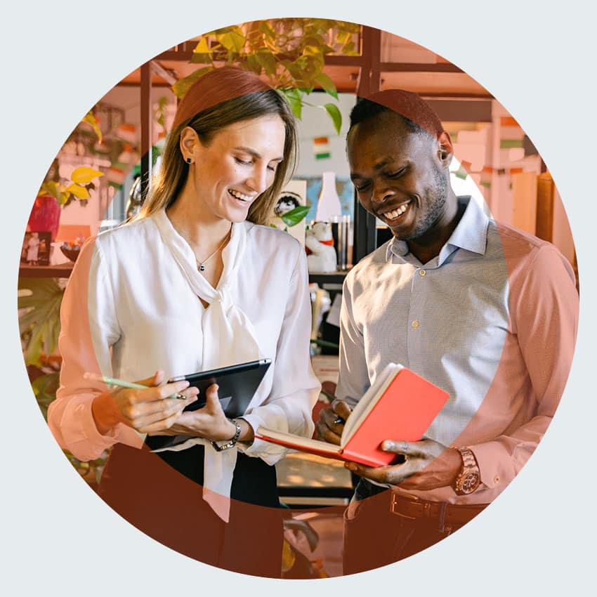 Colleagues arranging finances